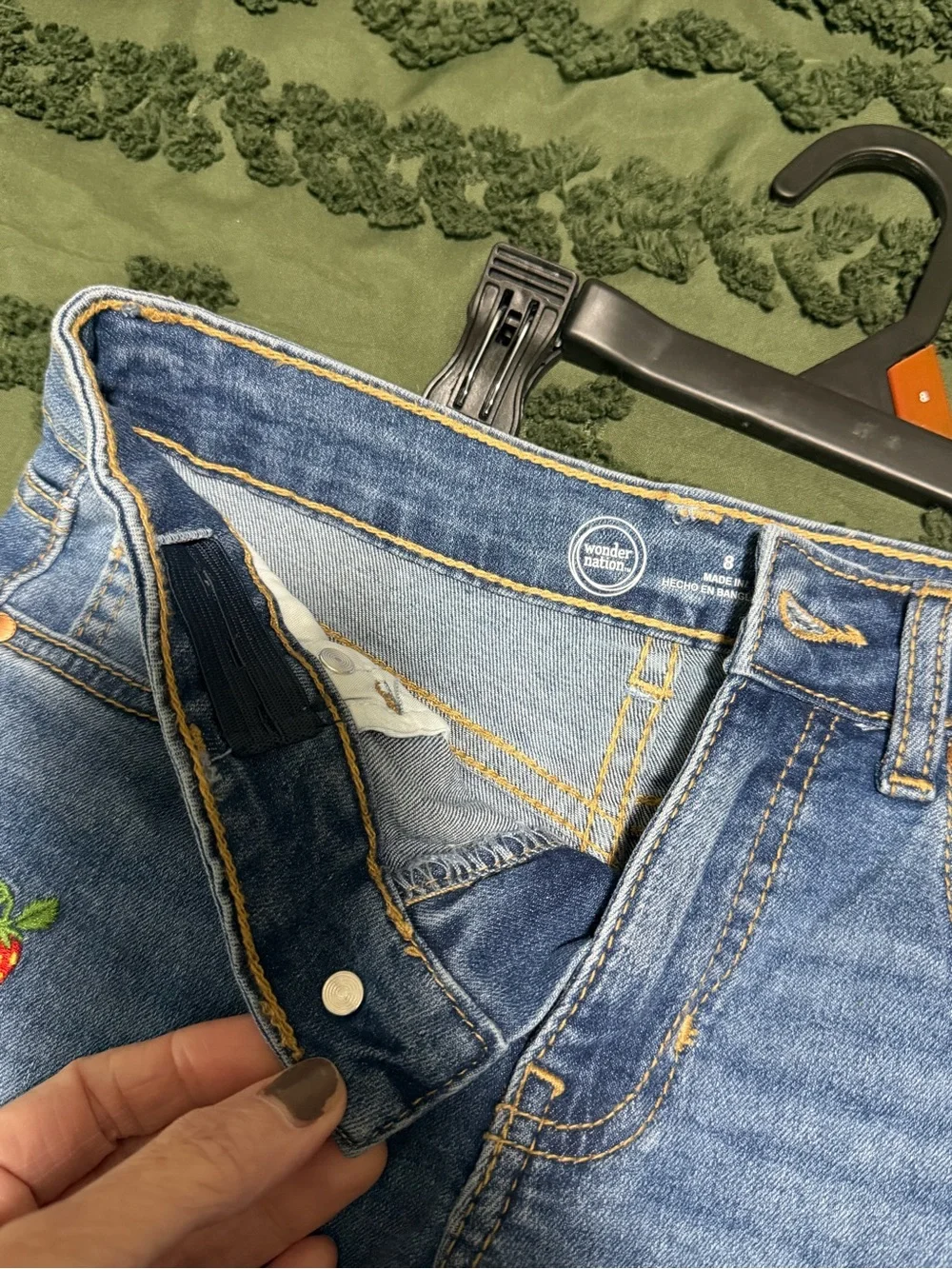 Girls Denim Strawberry Jean Shorts